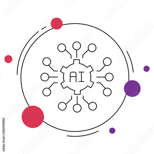 AI Neural Connections Icon, Artificial Neural Network, Digital Synapse Mind, Intelligent Neural Web, vector