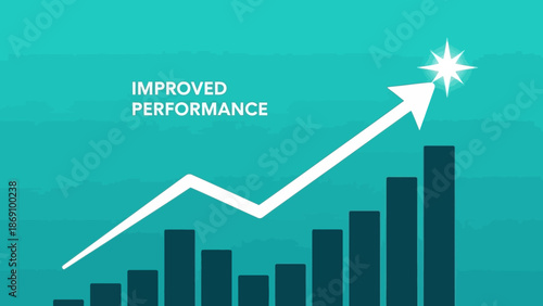 Business Performance Improvement Graph Showing Rising Trend with Arrow and Bars