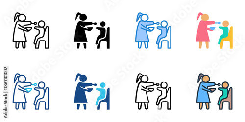 Feeding icons set multiple style collection. Editable stroke 
