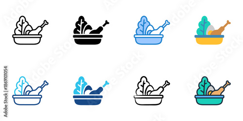 Healthy eating icons set multiple style collection. Editable stroke 
