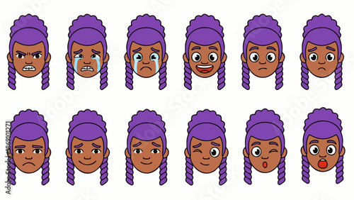 Vector collection of funny cartoon people, monsters, and hipster avatars featuring a set of character faces with diverse hair, expressions, and smiles