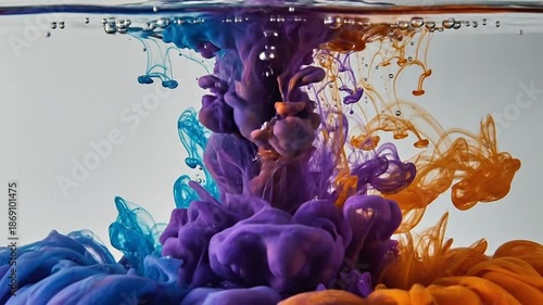 Wallpaper Mural Vibrant Ink Droplets Dissolving in Water Creating Abstract Art. Torontodigital.ca