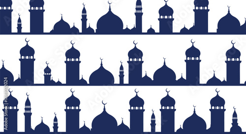 Islamic mosque silhouettes pattern background Vector