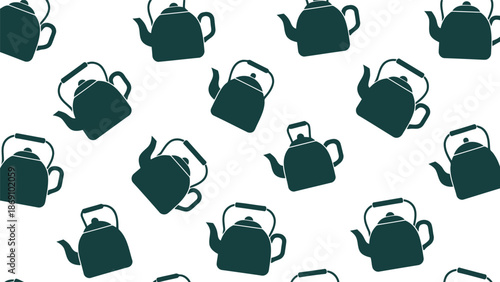 Teapot pattern dark green silhouettes white background Vector