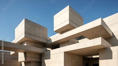 Brutalist Concrete Building with Geometric Overlapping Structures brutalist architecture