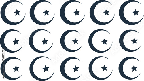 Islamic crescent moon and star vector icons collection Vector