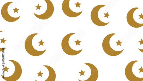 Golden crescent and star pattern background Vector