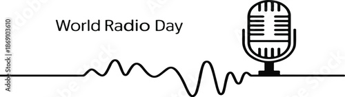 World Radio Day Vector Graphic Illustration Featuring Microphone and Sound Wave Design Elements