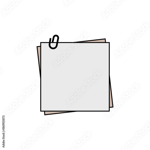 Digital hand-drawn graphic of two blank square sticky note pages clipped together, symbolizing ideas, memos, and important reminders for everyday tasks and organization