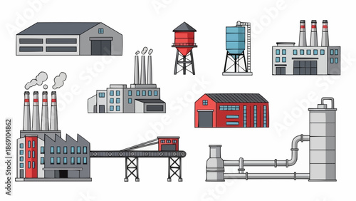 Collection of Industrial Factory Buildings and Structures.
