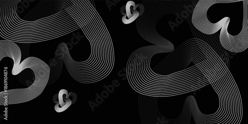 abstract white lines digital geometric contemporary stripe line art curve on black background element concept for business futuristic technology concept suit over poster banner brochure header EPS 10