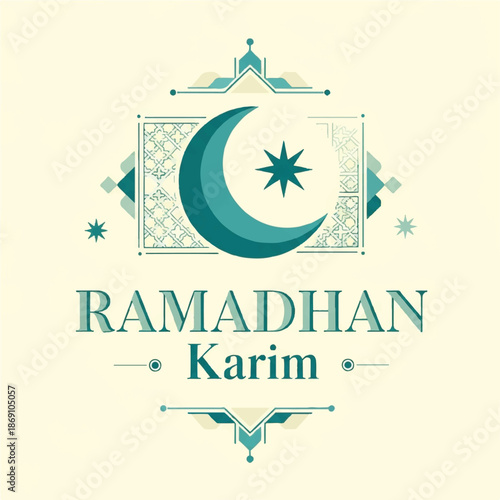 Ramadan Karim Islamic Greeting Card Design Elements.