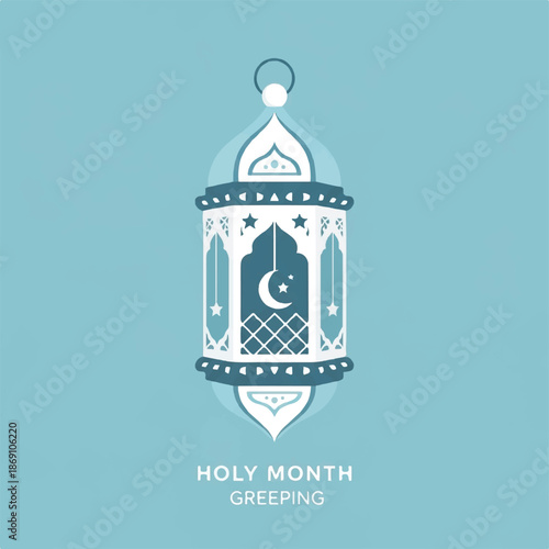 Ramadan Lantern with Crescent Moon Symbol.