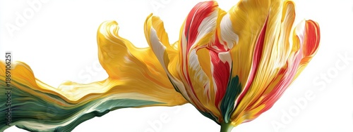 Colorful Tulip Flower on Pure White Background