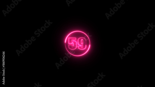 Glowing neon number background. Neon counting number text illustration.