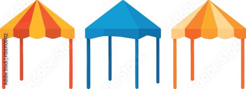 Three Colorful Canopies at Event