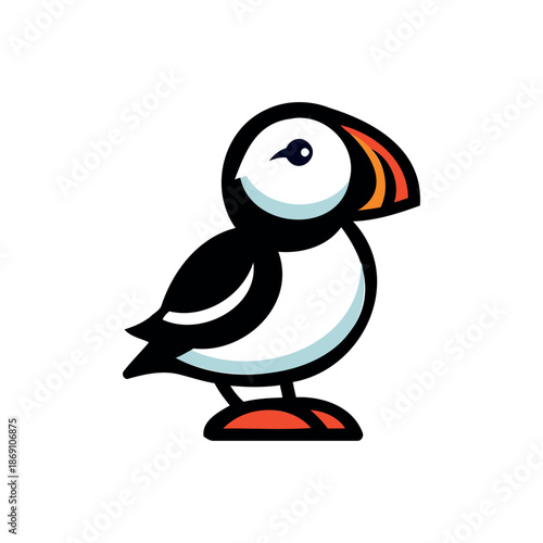 Schilderij op canvas Cute Puffin Bird Mascot Logo Cartoon Vector