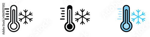 Cold Thermometer icon vector. cold and freezing temperatures symbol. vector illustration.
