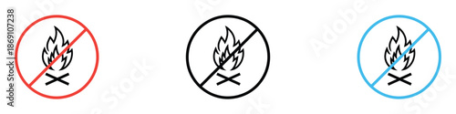 No fire sign icon vector. campfire prohibition symbol. vector illustration.