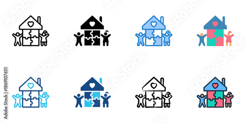 Playgroup icons set multiple style collection. Editable stroke 
