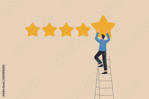 Achieving excellence: man on a ladder completes the perfect five-star review