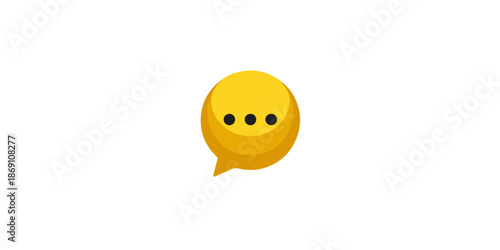 Żółta ikona dymka czatu z trzema kropkami, symbolizująca pisanie wiadomości, oczekiwanie lub status online na białym tle.