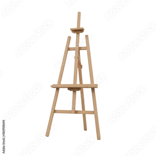 Wooden easel standing alone on white background