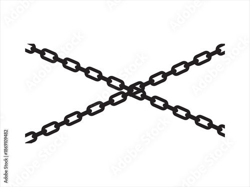 chain shape silhouette pattern, Vintage  chain crossed silhouette vector illustration 