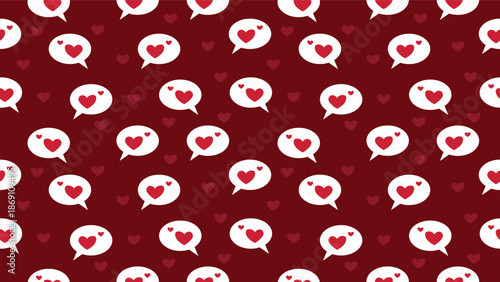red heart on white speech bubble seamless pattern background. wallpaper banner and paper wrapping decoration