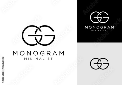 Initial Letter Double G Monogram Line Loop Connect Minimalist Vector Logo Design Illustration