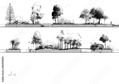 투명한 배경에 섬세하게 손으로 그린 거미줄과 거미, 서리 내린 겨울 나뭇가지와 붉은 열매가 어우러진 빈티지 스타일의 장식 일러스트레이션.