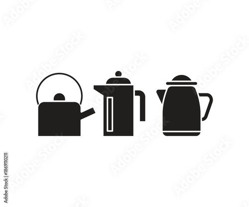 tea kettle icons set vector illustration