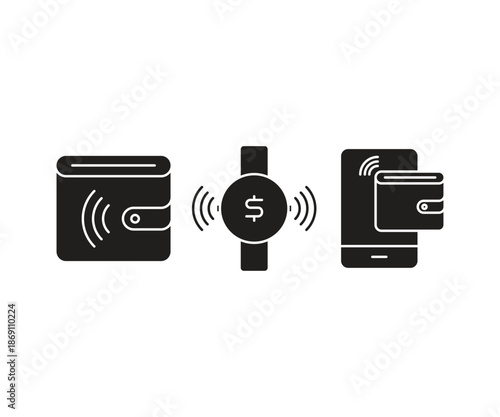 cashless payment and digital wallet icons set vector illustration