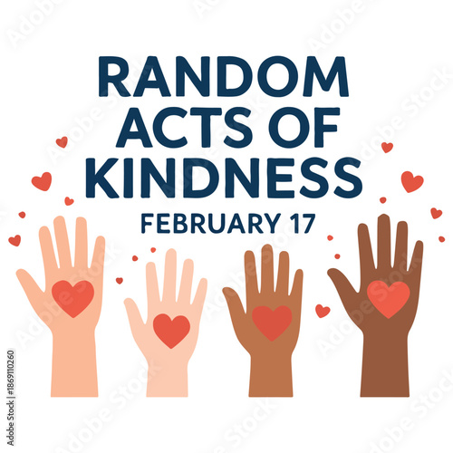 Random Acts of Kindness February 17 Banner Background with Hands and Love Icon