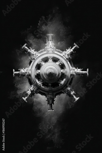 Abstract Monochrome Sphere with Geometric Patterns