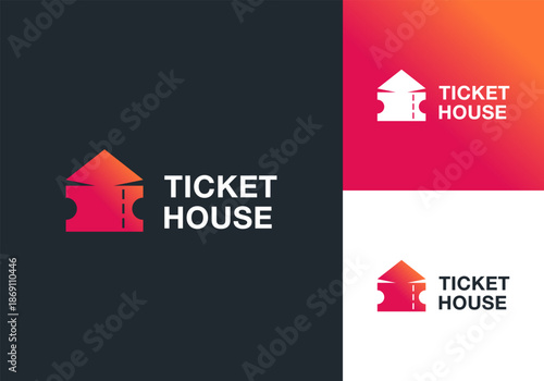 Ticket Coupon Voucher Card Admission Event Home House Creative Vector Logo Design Illustration