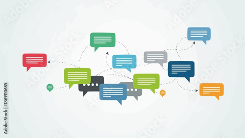 Connected speech bubbles representing communication and ideas.