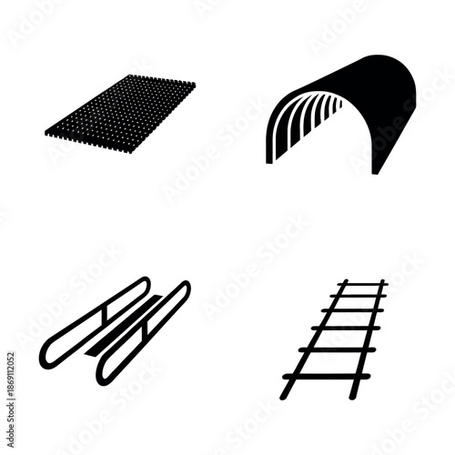 Collection of black graphic elements on a white background Vector