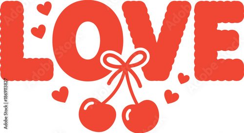 Love graphic design element with cherries hearts and romantic sentimentality