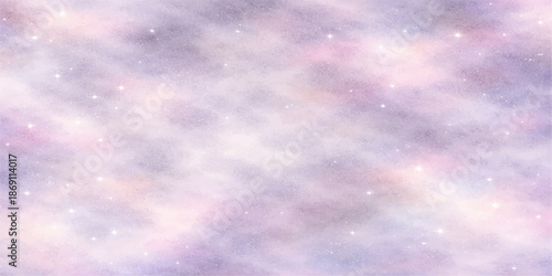An abstract space background with stars and a blue sky cloudscape featuring white clouds and bright sun light across a clear summer heaven atmosphere