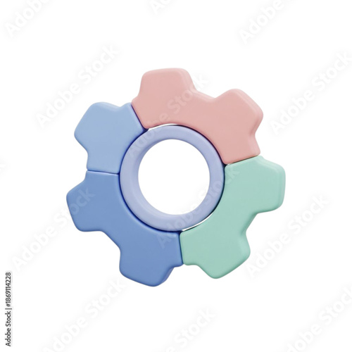 Gear mechanism, teamwork, cooperation, pastel colors