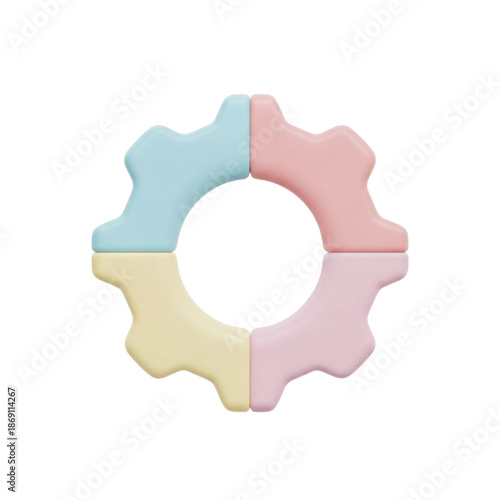 Gear mechanism, teamwork, connection, innovation, Pastel colors