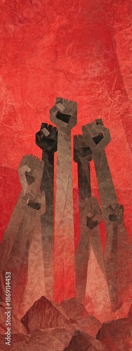 Raised Fists Symbolizing Unity and Resistance Power