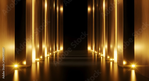 Brilliant Gold Stage Illumination with High Intensity Light Pillars