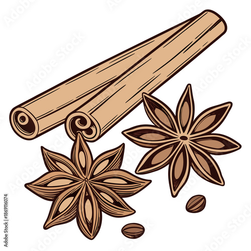 anise and cinnamon sticks