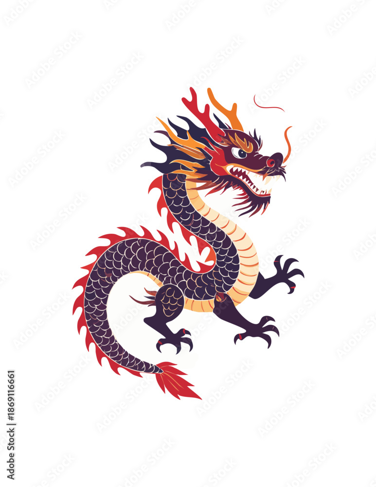 Fototapeta premium red dragon isolated on white