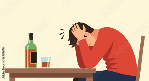 Struggling with Alcohol Dependence A Visual Depiction of Addiction and Its Toll on Mental Well-being