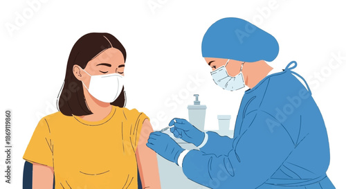 A healthcare professional administers a vital vaccine dose to an adult, promoting community immunity and preventive healthcare in a global health initiative