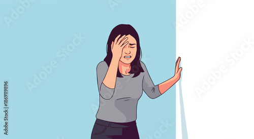 Woman experiencing severe headache and emotional distress, illustrating the profound impact of stress and anxiety on mental well-being and daily life
