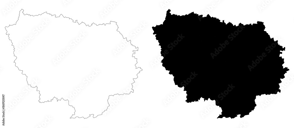 Fototapeta premium Ile-de-France map, departments and prefectures of the Paris Region. Ile de france region administrative map.